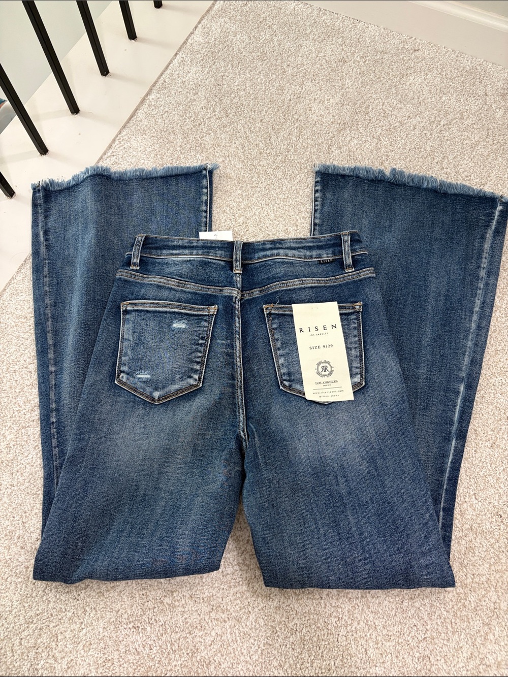 NWT Risen 9/29 Distressed Flare Jeans - Picture 5 of 5